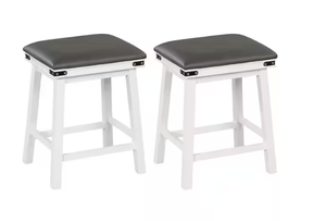 lot 123 image: Costway 24 in. White Backless Wood Bar Stool Counter Stool with Faux Leather Seat (Set of 2)