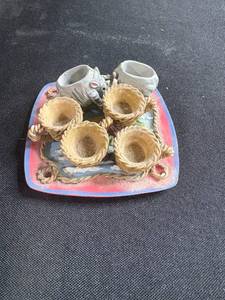 lot 92 image: Miniature Decorative Plate with 2 Elephant Cups and 4 Basket Cups