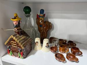 lot 117 image: Vintage Ceramic Decor Lot with Miniature Cups and Decanters