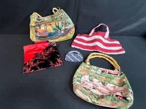 lot 130 image: Collection of 5 Unique Handbags and Purses - Various Styles and Materials