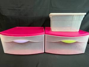 lot 134 image: Sterilite and Rubbermaid Plastic Storage Drawers and Bin Set