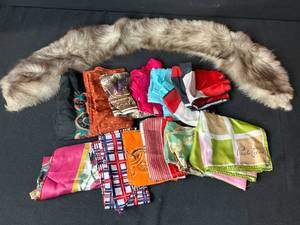 lot 147 image: Collection of Fashion Scarves and Faux Fur Collar