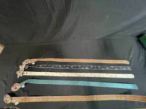 lot 185 image: Set of 5 Adjustable Glitter Belts with Rhinestone Buckles and Butterfly Accents