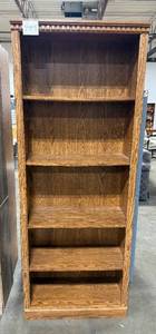lot 210 image: Tall Wooden Bookshelf with Adjustable Shelves 72x28x13 Inches