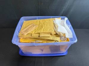 lot 211 image: Collection of Padded Mailing Envelopes and Bubble Mailers in Storage Bin