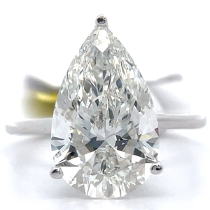 lot 1 image: 5.62 Carat Diamond Pear Solitaire Ring in 14k White Gold w IGI Report VIDEO