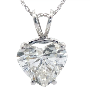 lot 2 image: 2.92 Carat Diamond Heart Solitaire Pendant Necklace in 14k White Gold Retail $3,250 VIDEO