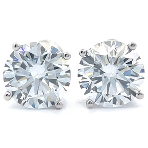 lot 3 image: NEW 3.10 Carat Diamond Round Solitaire Screw Back Stud Earrings in 14k White Gold w Report VIDEO