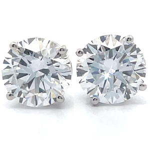 lot 5 image: Classic 2 Carat Diamond Solitaire Stud Earrings in 14k White Gold VIDEO