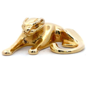 lot 10 image: Estate Brightly Polished Dimensional Leopard Slide (Pendant) in 14k Yellow Gold VIDEO
