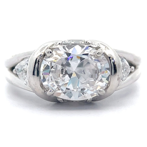 lot 20 image: Jose Esse Cubic Zirconia Oval & Trillion Three-Stone Ring VIDEO