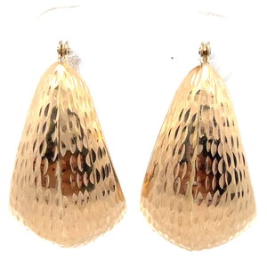 lot 24 image: Diamond-Cut Tapered Hoop Earrings in 14k Yellow Gold VIDEO