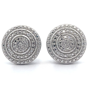 lot 25 image: Natural Diamond Button Medallion Earrings VIDEO