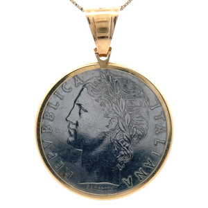 lot 26 image: MILOR Genuine Coin 14k Yellow Gold Estate Pendant VIDEO