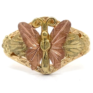 lot 28 image: Diamond-Cut Butterfly Ring in 14k Tri-Color Gold VIDEO