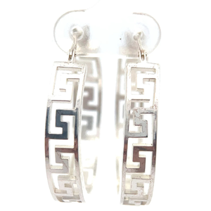 lot 34 image: Filigree Greek Key Meandros Hoop Earrings VIDEO