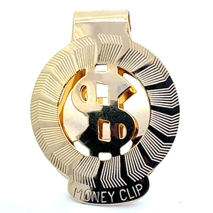 lot 35 image: Bling, Bling Estate $ Dollar Sign Diamond-Cut Money Clip w Keepsake Box