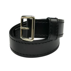 lot 20E image: Prada Black Leather Belt with Silver-Tone Buckle Size 8032 Pre-Owned Retail $450