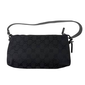 lot 10E image: Gucci Black GG Canvas Pochette Shoulder Bag Pre-Owned Retail $700
