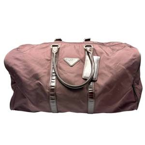 lot 20F image: Prada Maroon Nylon Travel Duffel Bag with Burgundy Leather Trim Pre-Owned Retail $1,100
