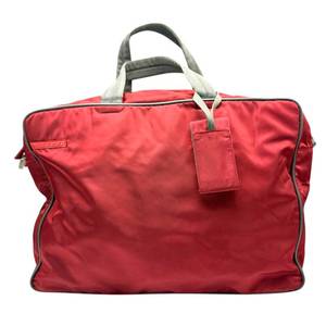 lot 10B image: Prada Red Nylon Travel Bag with Top Handles Pre-Owned Retail $900