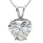 2.92 Carat Diamond Heart Solitaire Pendant Necklace in 14k White Gold; Retail $3,250 *VIDEO*