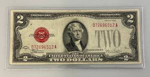 lot 104 image: 1928 F 2 Dollar US Note (Great Condition) In Protective Sleeve