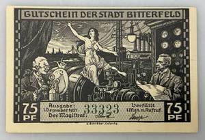 lot 113 image: 1921 Germany, Bitterfield, 75 Pfenning Uncirculated In Protective Sleeve