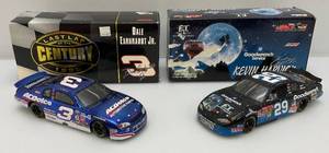 lot 125 image: Vintage Collectible 124 Scale Die Cast NASCAR DALE EARNHARDT JR. #3 & KEVIN HARVICK #29 Cars In Original Boxes