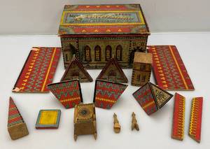 lot 201 image: Antique REEDS New Cathedral Lithograph Building Blocks