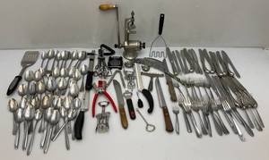 lot 221 image: Misc. Dinner Silverware, Utensils And More