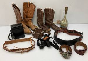 lot 222 image: Misc. Vintage Cowboy Boots, Belts And More