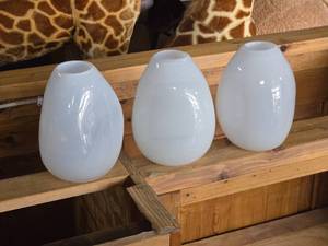lot 405 image: Lot of (3) Handblown Art Glass Table Vases by Holmegaard 6 x 7 (white) (rounded triangle)