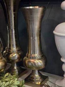 lot 471 image: Lot of (1) Metal Decorative Floor Vase - Majesty by Accent Dcor 10 12 x 32 (gold)