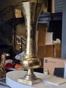 lot 472 image: Lot of (1) Metal Decorative Floor Vase - Majesty by Accent Dcor 12 x 38 (gold)