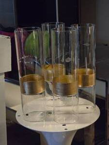 lot 498 image: Lot of (4) Glass Cylinder Vase  Hurricane 4 x 14