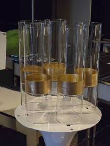 lot 502 image: Lot of (5) Glass Cylinder Vase  Hurricane 4 x 14