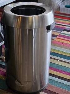 lot 972 image: 27 Stainless Steel Finish Metal Trash Can