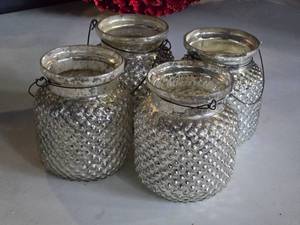 lot 584 image: Lot of (4) Brooklyn Mercury Hobnail Hanging Jar 4 x 4 12