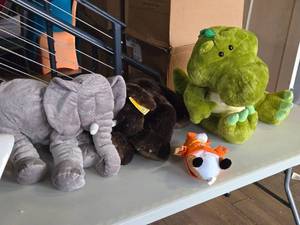 lot 958 image: Lot of (4) Stuffed Animals - 24 Crocodile, 20 Elephant, 24 Dog, 12 Yolo Chipmunk