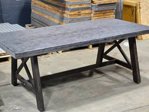 lot 218 image: Outdoor Picnic  Dining Table Resin Top  Wood Frame 6-12 x 39 x 29