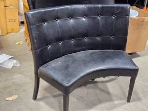 lot 229 image: Curved Dining Banquette Upholstered Button Tufting 36 x 24 x 40 (black)
