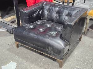 lot 237 image: Four Hands Dylan Mid-Century Leather with Blind Tufting Arm Chair