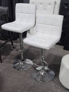 lot 241 image: Lot of (2) 45 Faux Leather Swivel Bar Chairs  Adjustable