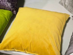 lot 306 image: 15 Velvet Covered Throw Pillow (mustard yellow)