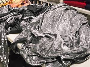 lot 344 image: Lot of (3) Crystalene Fabric Stage Curtains 56 x 12-12 (blacksilver)