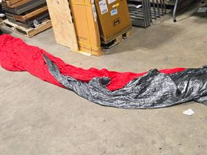 lot 343 image: Lot of (2) Crystalene Fabric Stage Curtains 10 x 15 (redsilver)