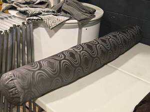 lot 329 image: Lot of (1) Bolster Pillow 64 x 9 (grey patterned)