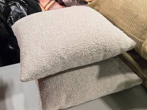 lot 339 image: Lot of (2) 17 Boucle Covered Throw Pillows (cream)