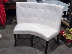 lot 226 image: Curved Dining Banquette Upholstered Button Tufting 36 x 24 x 40 (white)